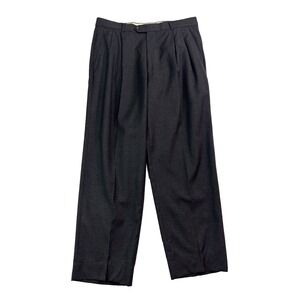 vtg Principe 35x30 Charcoal Flannel Wool Dress Suit Pants Italy Made Baggy Pleat